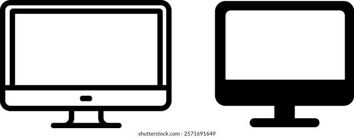 "TV Screen and Computer Monitor Icon Set – Sleek Vector Designs"