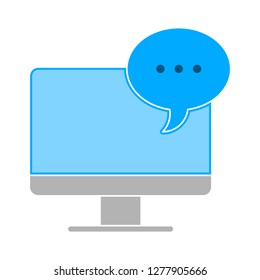 tv screen conversation icon -  monitor  conversation isolated, chat illustration - Vector conversation