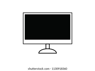 TV screen display black symbol icon vector image illustration
