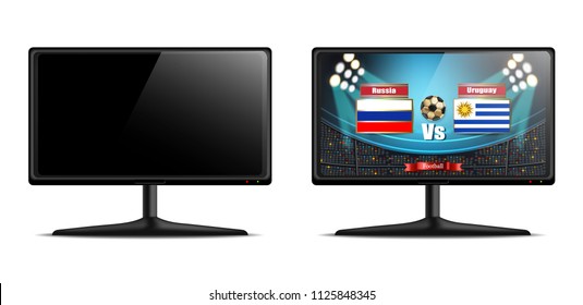 Tv screen with football match Vector realistic