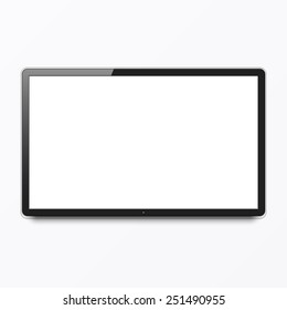 Fernseher an einer Wand hängt. Vektorgrafik.
