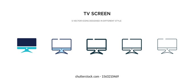 tv screen icon in different style vector illustration. two colored and black tv screen vector icons designed in filled, outline, line and stroke style can be used for web, mobile, ui