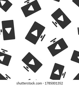 Tv screen icon in flat style. Video vector illustration on white isolated background. Computer monitor seamless pattern business concept.