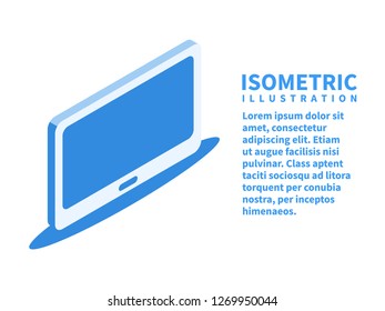 TV screen icon. Isometric template for web design in flat 3D style. Vector illustration.