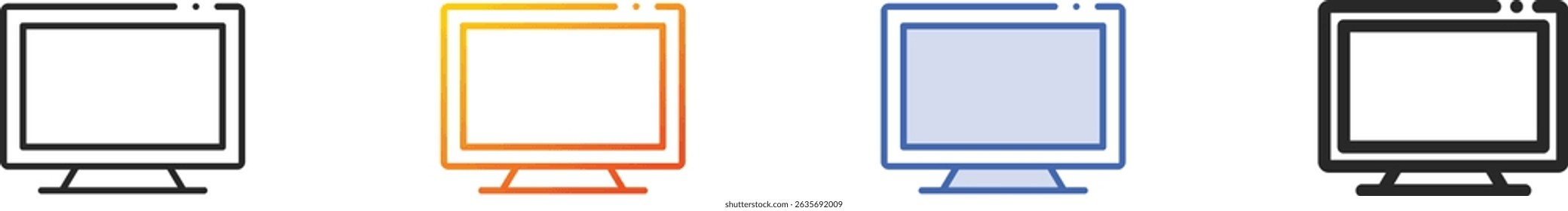 tv screen icon.Thin Linear, Gradient, Blue Stroke and bold Style Design Isolated On White Background
