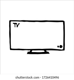 Pantalla de TV. aislado en un fondo blanco. Ilustración vectorial. dibujado a mano