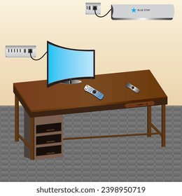 TV screen.  LED 4K monitor display. lcd smart TV. Blank television template.  Large computer monitor display. Vector illustration.