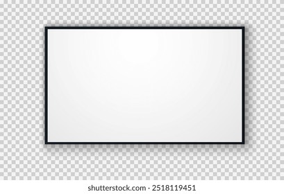 Tela da TV. Painel LCD LED moderno e elegante. Modelo mockup.TV de exibição de monitor de computador grande. Ilustração vetorial de um monitor de TV de plasma em um fundo transparente.