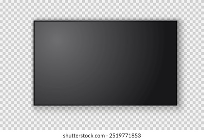 Pantalla de TV. Panel LCD led moderno y elegante. Grande pantalla de monitor de computadora mockup.TV Plantilla. Ilustración vectorial de un televisor de plasma sobre un fondo transparente.