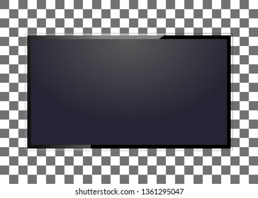 TV Screen Monitor, Monitor With Glare On Isolated Background, Realistic Vector Illustration