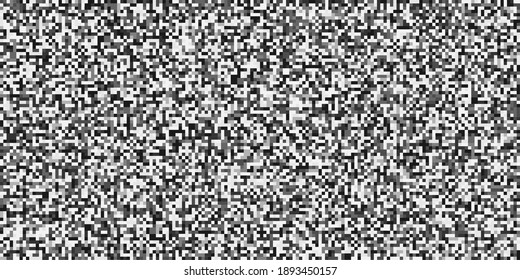 TV screen noise pixel glitch texture background vector illustration. Analog TV static video noise. No video signal concept.