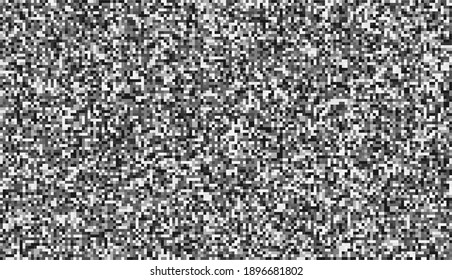 TV Screen Noise Pixel Glitch Texture Background Vector Illustration. Analog TV Static Video Noise. No Video Signal Concept.