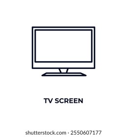 Icono de contorno de pantalla de TV. Vector lineal desde el concepto de computadora. Icono de pantalla de televisión de línea delgada aislado sobre fondo blanco
