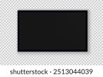 TV screen PNG. Modern stylish LED LCD panel. Large computer monitor display mockup.TV template. Vector illustration of a plasma TV monitor on a transparent background.