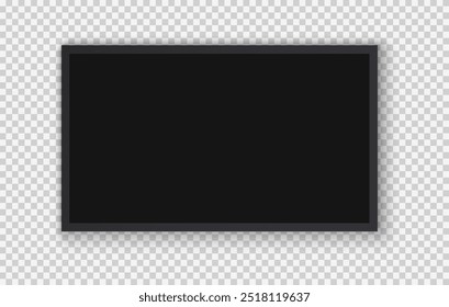 TV screen PNG. Modern stylish LED LCD panel. Large computer monitor display mockup.TV template. Vector illustration of a plasma TV monitor on a transparent background.