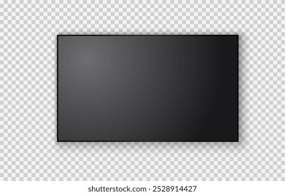 TV screen PNG. Modern stylish LED LCD panel. Large computer monitor display mockup.TV template. Vector illustration of a plasma TV monitor on a transparent background.