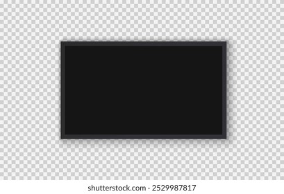 TV screen PNG. Modern stylish LED LCD panel. Large computer monitor display mockup.TV template. Vector illustration of a plasma TV monitor on a transparent background.