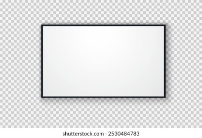 TV screen PNG. Modern stylish LED LCD panel. Large computer monitor display mockup.TV template. Vector illustration of a plasma TV monitor on a transparent background.