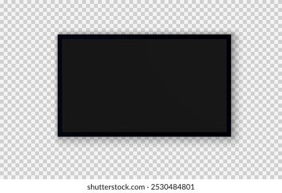 Pantalla de TV PNG. Panel LCD led moderno y elegante. Grande pantalla de monitor de computadora mockup.TV Plantilla. Ilustración vectorial de un televisor de plasma sobre un fondo transparente.