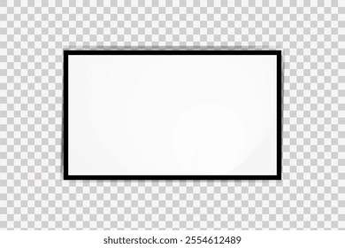 TV screen PNG. Modern stylish LED LCD panel. Large computer monitor display mockup.TV template. Vector illustration of a plasma TV monitor on a transparent background.