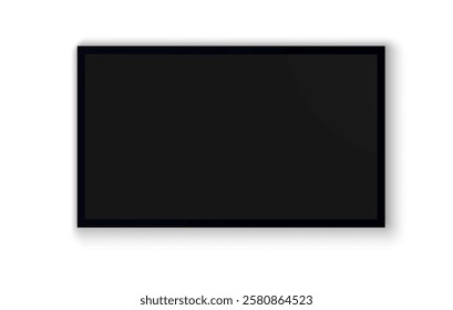 TV screen PNG. Modern stylish LED LCD panel. Large computer monitor display mockup.TV template. Vector illustration of a plasma TV monitor on a transparent background.	