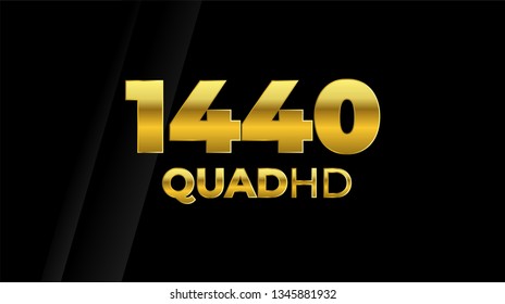 TV screen presenting golden text 1440 on a black background
