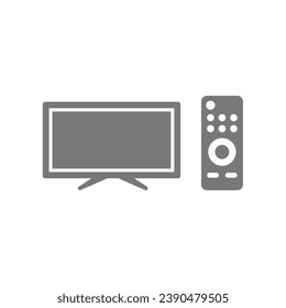 Tv screen and remote control vector icons. Television cable provider service icon.