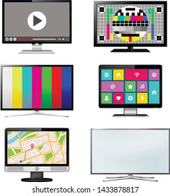 TV screen set isolated on white background