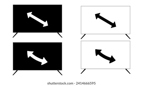 Tv screen size, black isolated silhouette