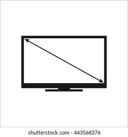Tv screen size sign simple icon on background
