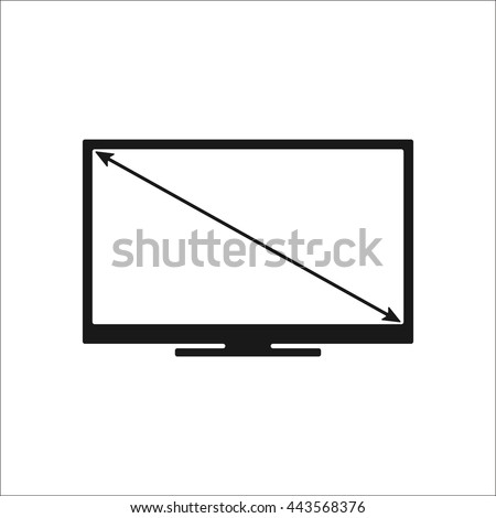 Tv screen size sign simple icon on background