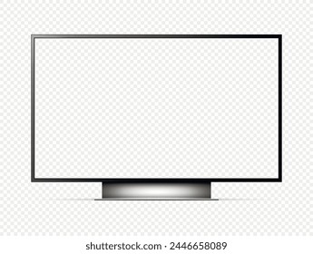 TV screen. Smart tv with transparent screen isolated on transparent background. Vector illustration.