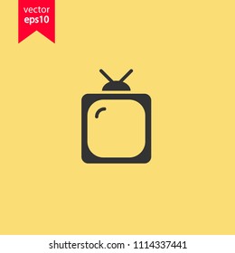 TV screen vector icon. Television receiver icon. Yellow background. EPS 10 vector sign.