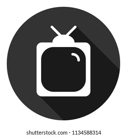 TV screen vector sign. Old TV icon. Television screen sign. Vector flat sign. Grey background with shadow.