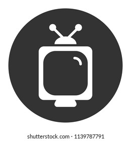 TV screen vector sign. Old TV icon. Television screen sign. Vector flat sign. Grey background.