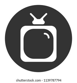 TV screen vector sign. Old TV icon. Television screen sign. Vector flat sign. Grey background.