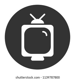 TV screen vector sign. Old TV icon. Television screen sign. Vector flat sign. Grey background.
