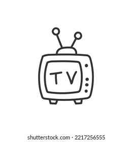 TV screen vector sign. Old TV hand drawn icon. Television screen sign. EPS 10 vector flat sign. Hand drawn linear icon