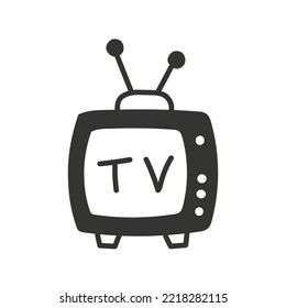 TV screen vector sign. Old TV hand drawn icon. Television screen sign. EPS 10 vector flat sign. Hand drawn icon