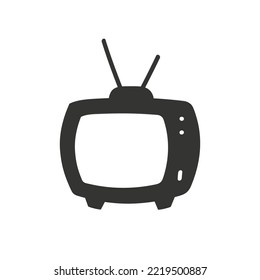 TV screen vector sign. Old TV hand drawn icon. Television screen sign. EPS 10 vector flat sign. Hand drawn icon