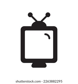 TV screen vector sign. Old TV icon. Television screen flat sign design. EPS 10 TV symbol pictogram