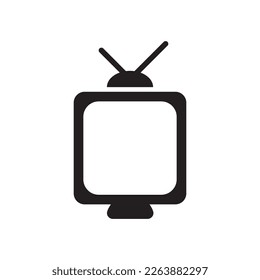 Signo vectorial de pantalla de TV. Icono de TV antiguo. Diseño de señal plana de pantalla de televisión. pictograma del símbolo EPS 10 TV