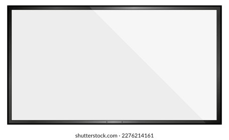 Pantalla de TV, 3D Panel lcd moderno y elegante, Led,Plasma.Vector blanco en blanco Monitor de pantalla Mockup.Plantilla de televisión vacía o pantalla plana amplia,Elemento de diseño gráfico para catálogo,Sitio Web,Maqueta arriba