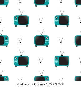 Patrón sin soldadura de TV aislado en color blanco para tela o papel tapiz