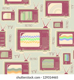 tv seamless pattern.Vintage background on old paper