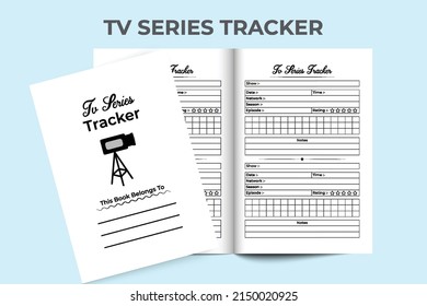 TV series tracker journal template interior. Daily TV series information and show rating tracker interior. interior of a logbook. TV series checker and episode counter template.