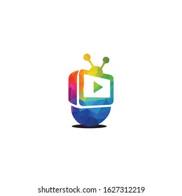 TV Service And Company Logo Design. TV Live Streaming, Online Television, Or Web TV Logo Concept.	