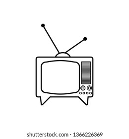 TV set with antenna vector icon on white background, retro, vintage