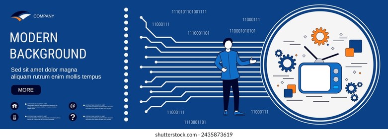 TV-Set Banner Vektor Konzept Illustration