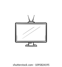 TV set hand drawn outline doodle icon. Television screen technology concept vector sketch illustration for print, web, mobile and infographics isolated on white background.